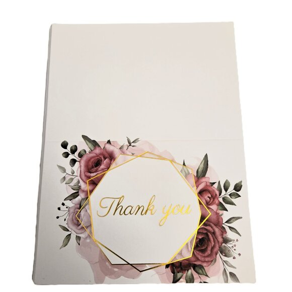 24 Thank You Cards Bulk Set w/ Envelopes & Stickers Blank Floral Pack Stationary - Picture 2 of 5